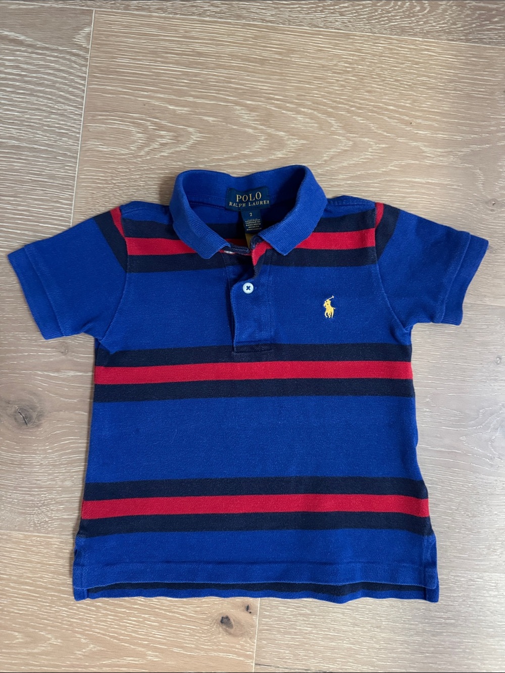 Polo by Ralph Lauren Blue Striped Cotton Polo Shirt for Kids Sz.2T